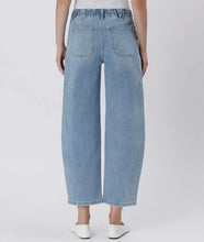 Flying Monkey High Waist Stretch Slim Barrel Denim - Midwash Denim