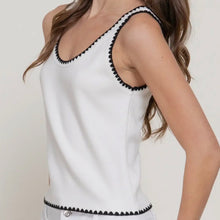 Embroidered Knit Tank - White