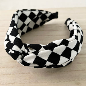 Checkerboard Headband - Black/White