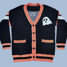 Boo Varsity Cardigan Sweater - Black
