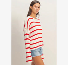 Newport Stripe Top - Red/Ivory