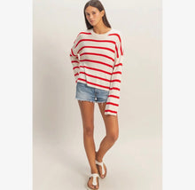 Newport Stripe Top - Red/Ivory