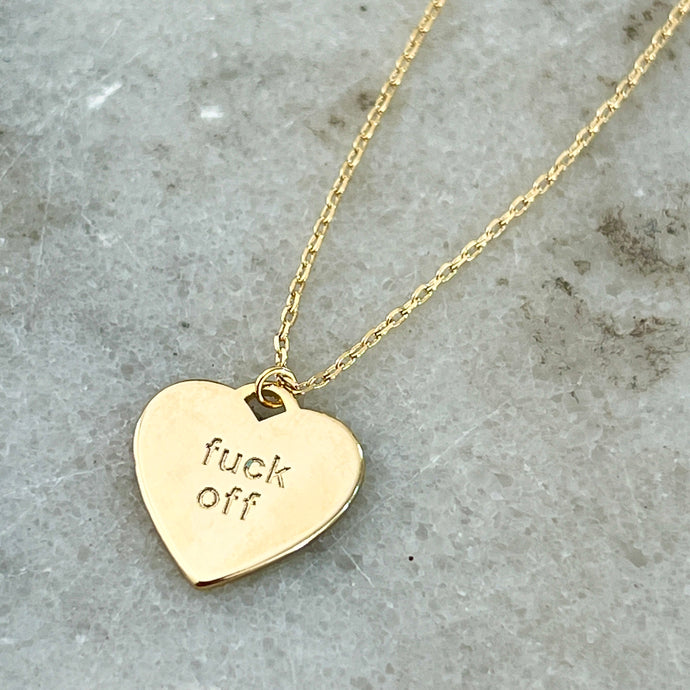 F*ck Off Heart Necklace - Gold