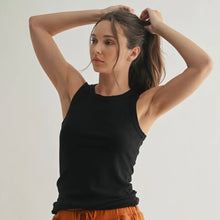 Essential Micro Ribbed Tank Top - Black