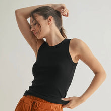 Essential Micro Ribbed Tank Top - Black