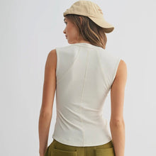 Essential Micro Ribbed Henley Top - Natural