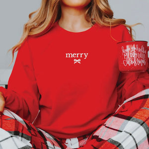 Merry Bow Pullover - Red