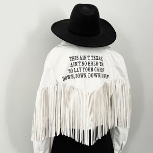 This ain’t Texas - One of a Kind Fringe Jacket - White