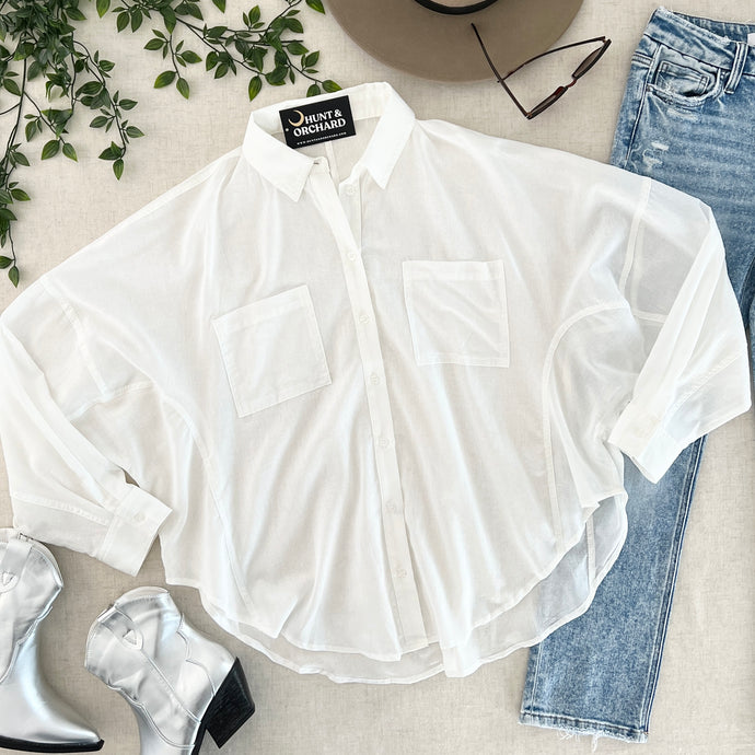Callie Cotton Button Down Shirt - White