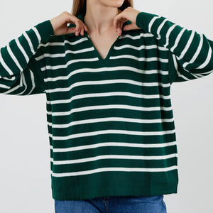 Upstate Stripe Sweater - Winter Green