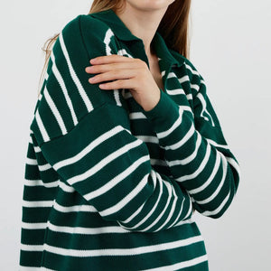 Upstate Stripe Sweater - Winter Green