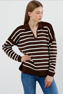 Upstate Stripe Sweater - Chocolate