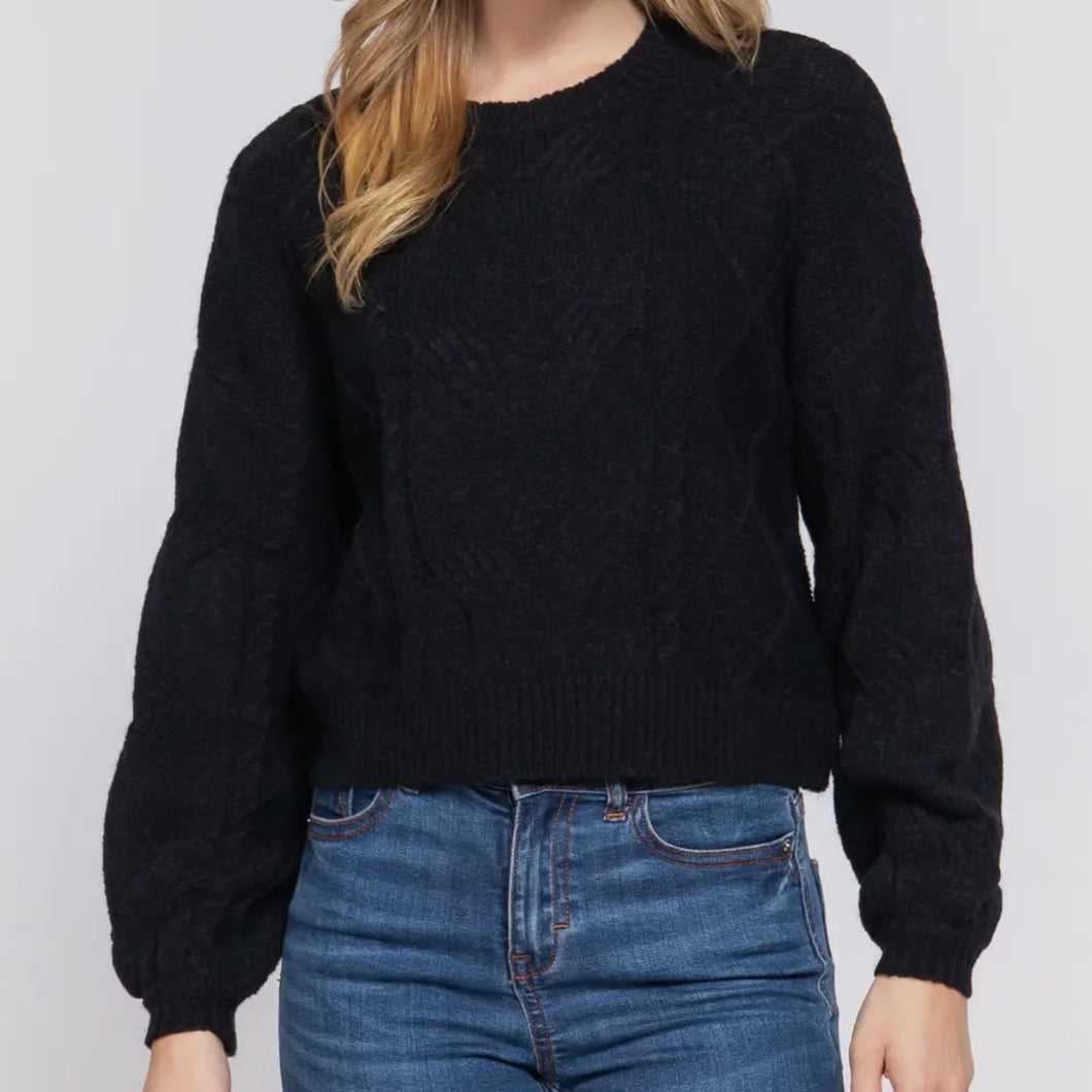 Beacon Cable Knit Sweater - Black