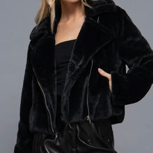 Moto Faux Fur Jacket - Black