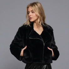 Moto Faux Fur Jacket - Black