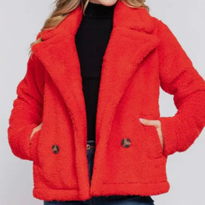 Aspen Fuzzy Jacket - Red