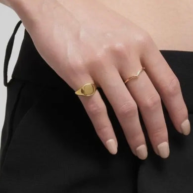 Square Signet Pinky Ring - 14k Gold Vermeil