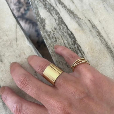 Tall Cigar Band Ring - 14k Gold Vermeil