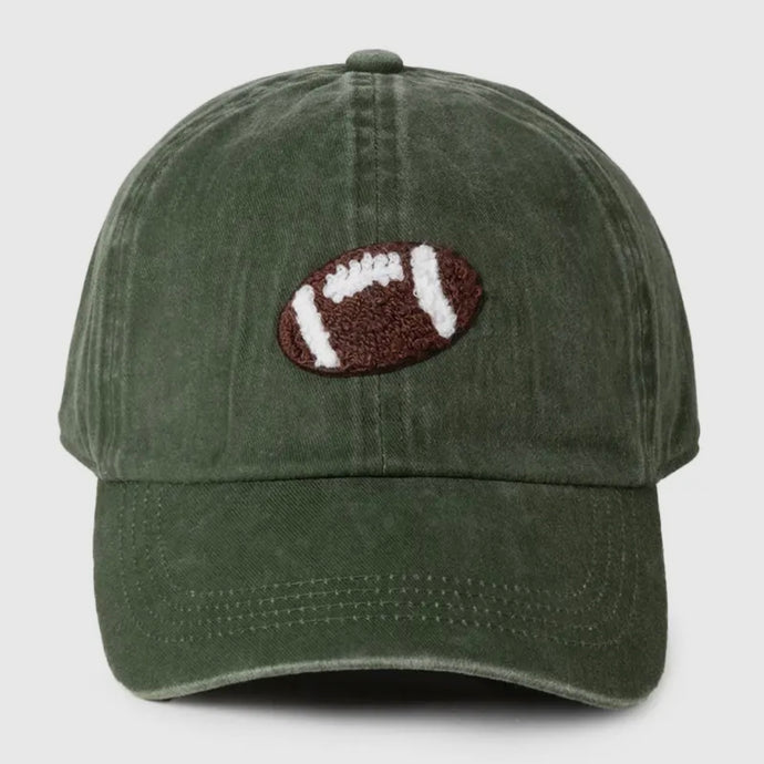 Football Chenille Patch Hat - Olive