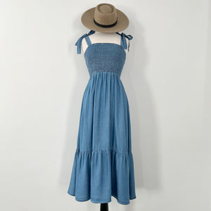 Josie Chambray Midi Dress - Blue