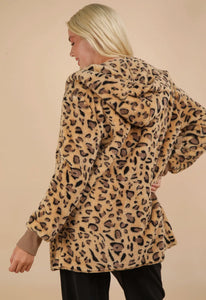 On the Go Fuzzy Hooded Jacket - Leopard