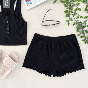 Maisie Ribbed Shorts - Black
