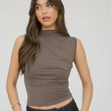 Kelly Mock Neck Top - Taupe