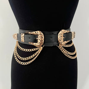 Walk The Line Chain Waist Belt - Black