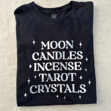 Moon Candles Incense Tarot Crystals Tee - Black