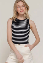 Petite Ribbed Crop Tank - Black/White