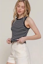 Petite Ribbed Crop Tank - Black/White
