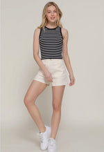 Petite Ribbed Crop Tank - Black/White