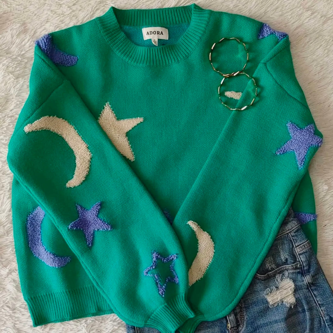 Good Night Moon Sweater - Teal