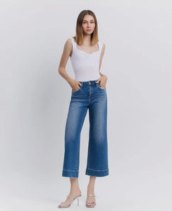 Flying Monkey High Rise Crop Wide Leg Jean - Medium Wash