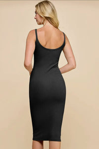 Late Night Midi Bodycon Dress - Black