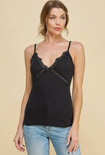 Brittany Lace Detail Tank Top - Black