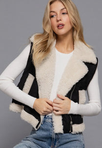 Vegan Shearling Vest - Black