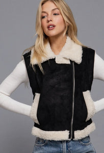 Vegan Shearling Vest - Black