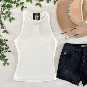 Julia Mini Thermal Racerback Tank Top - Ivory