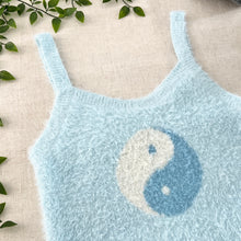 Fuzzy Ying Yang Crop Cami - Baby Blue