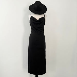 Cowl Neck Midi Dress - Black