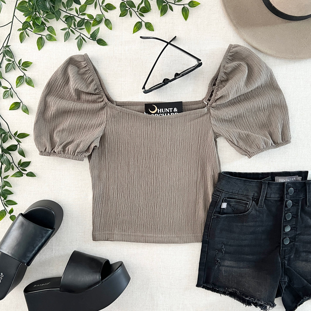 Reese Crop Top - Taupe