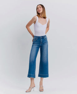 Flying Monkey Crop Wide Leg Jeans - Medium Wash