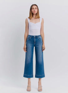 Flying Monkey Crop Wide Leg Jeans - Medium Wash