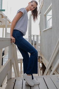 Ultimate Soft Stretch Pull Up Bell Bottom Jean - Dark Denim