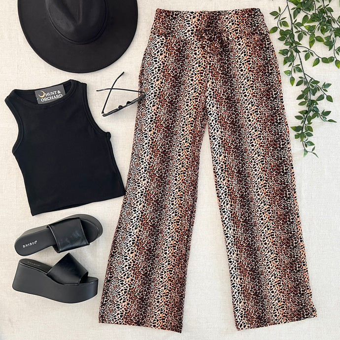 Beacon Wide Leg Pants - Leopard