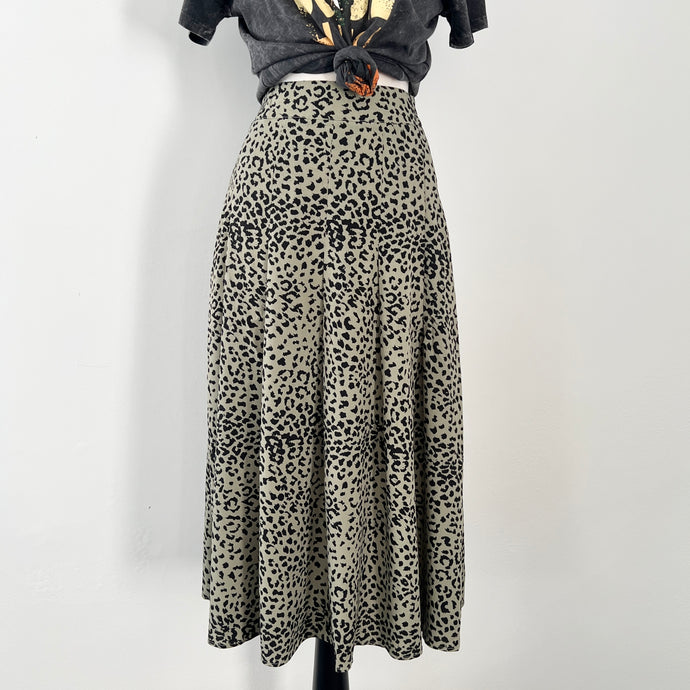 Leopard Midi Skirt - Sage