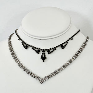 Vintage Necklace - V Rhinestone