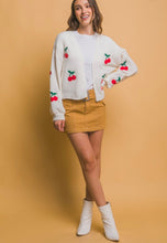 Cherry Bomb Cardigan Sweater - White