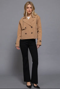 Park Ave Cropped Trench- Khaki